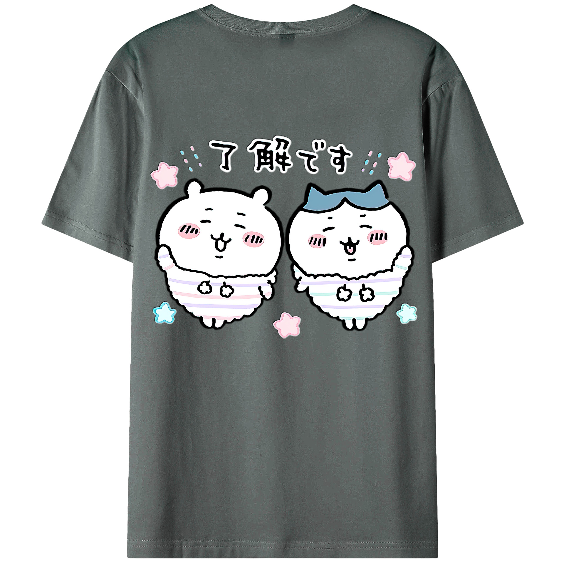 （画像用） ちいかわ ハチワレ Chii-kawa hachiware 綿100％ メンズ半袖Tシャツ（バックプリント） 通気性